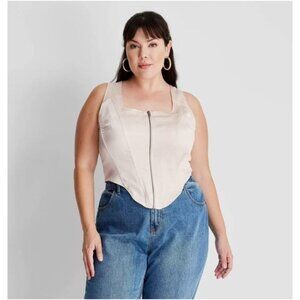 Future Collective Kahlana Barfield Corset Bustier Satin off white Sz 6